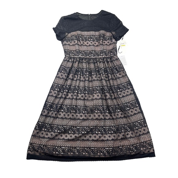 Maggy London Lace Fit & Flare Cocktail Party‎ Dress Black Lined Size 14 - Picture 1 of 11